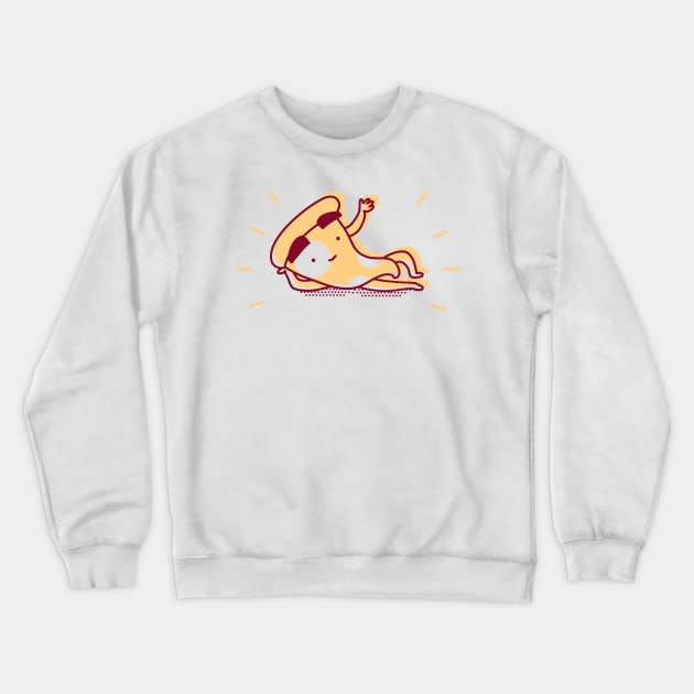 Cute Chilling Pizza Cartoon Crewneck Sweatshirt by InkyArt